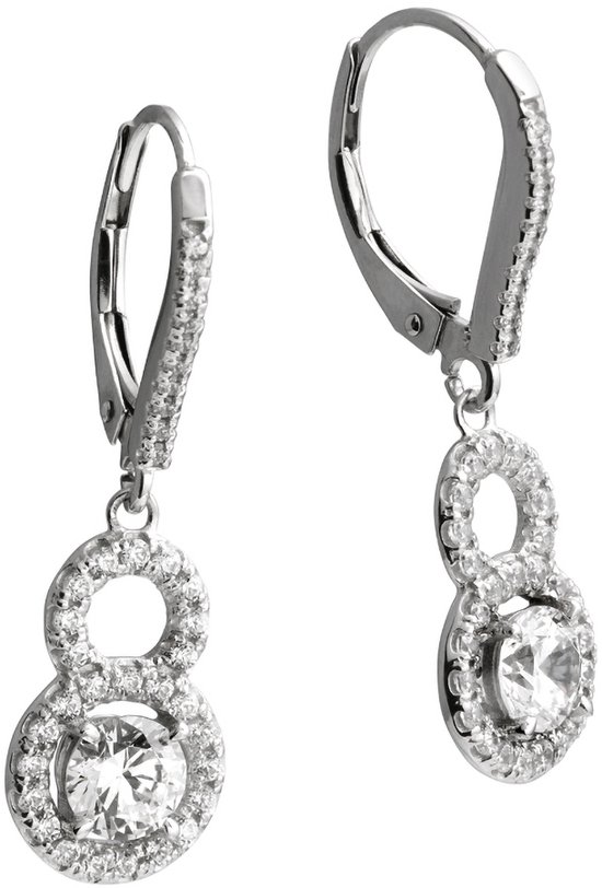 Diamonfire - Zilveren oorhangers Bridal - Zirkonia - Vintage